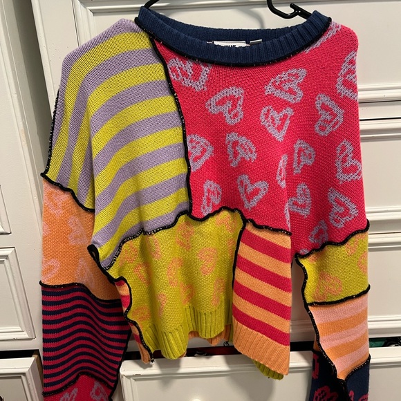 Princess Polly Sweaters - Princess Polly / The Ragged Priest Knit Colorful Patchwork Sweater | Size XS